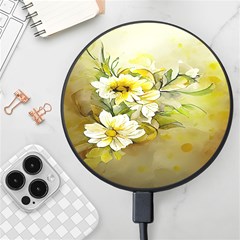 Watercolor Yellow And-white Flower Background Wireless Fast Charger(black)