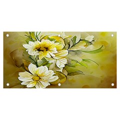 Watercolor Yellow And-white Flower Background Banner And Sign 6  X 3  by artworkshop