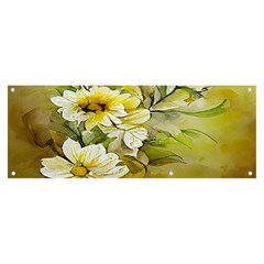 Watercolor Yellow And-white Flower Background Banner And Sign 8  X 3  by artworkshop