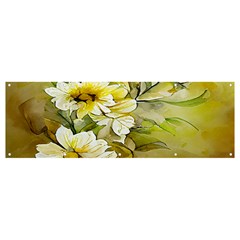 Watercolor Yellow And-white Flower Background Banner And Sign 12  X 4  by artworkshop