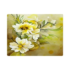 Watercolor Yellow And-white Flower Background One Side Premium Plush Fleece Blanket (mini)