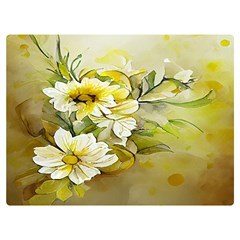 Watercolor Yellow And-white Flower Background One Side Premium Plush Fleece Blanket (Extra Small)