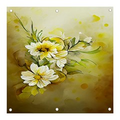 Watercolor Yellow And-white Flower Background Banner And Sign 3  X 3  by artworkshop