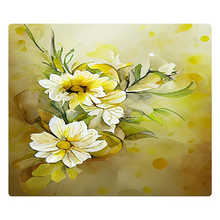 Watercolor Yellow And-white Flower Background One Side Premium Plush Fleece Blanket (Small)