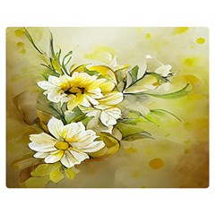 Watercolor Yellow And-white Flower Background One Side Premium Plush Fleece Blanket (medium)