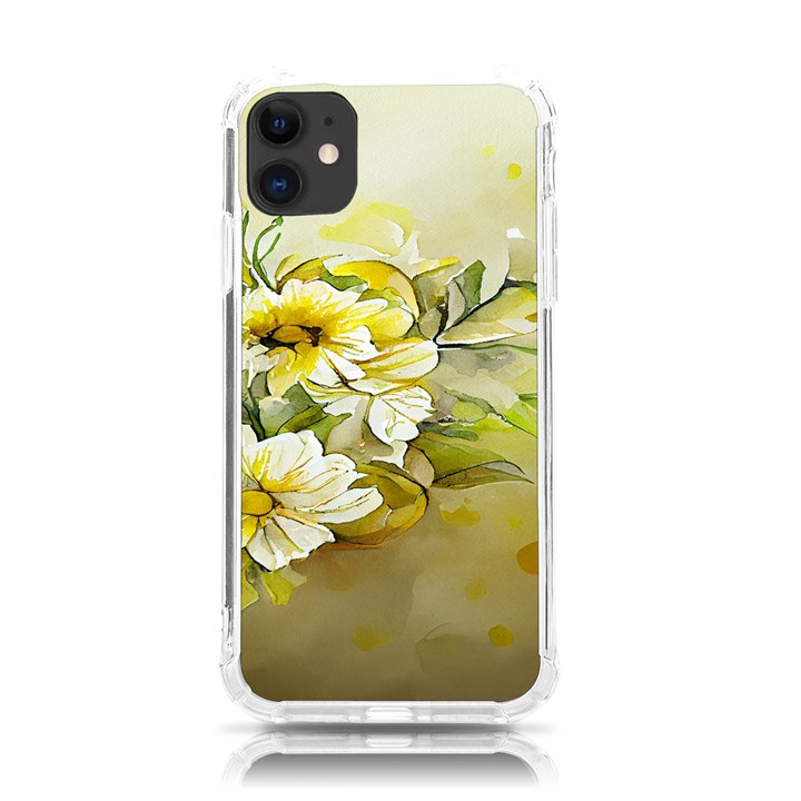 Watercolor Yellow And-white Flower Background iPhone 11 TPU UV Print Case