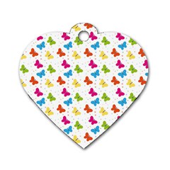 Butterfly Pattern Design Wallpaper Background Dog Tag Heart (two Sides) by Ravend