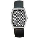 Geometric Pattern Line Form Texture Structure Barrel Style Metal Watch Front