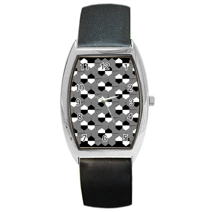 Geometric Pattern Line Form Texture Structure Barrel Style Metal Watch