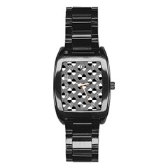 Geometric Pattern Line Form Texture Structure Stainless Steel Barrel Watch