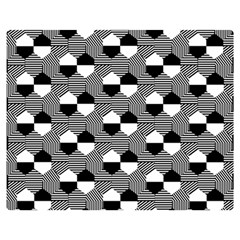 Geometric Pattern Line Form Texture Structure One Side Premium Plush Fleece Blanket (medium) by Ravend