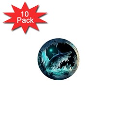 Sculpture Dinosaur Shark Frozen Winter Fantasy 1  Mini Buttons (10 Pack)  by Ravend