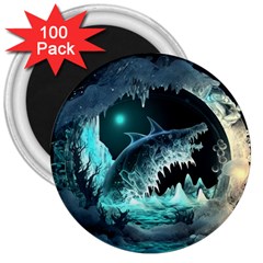 Sculpture Dinosaur Shark Frozen Winter Fantasy 3  Magnets (100 Pack) by Ravend