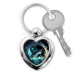 Sculpture Dinosaur Shark Frozen Winter Fantasy Key Chain (heart) by Ravend