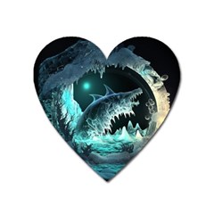 Sculpture Dinosaur Shark Frozen Winter Fantasy Heart Magnet