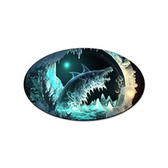 Sculpture Dinosaur Shark Frozen Winter Fantasy Sticker Oval (100 Pack) by Ravend