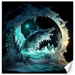 Sculpture Dinosaur Shark Frozen Winter Fantasy Canvas 12  X 12  by Ravend