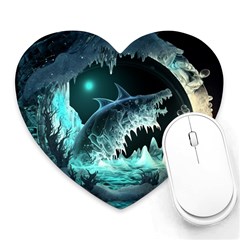 Sculpture Dinosaur Shark Frozen Winter Fantasy Heart Mousepad by Ravend