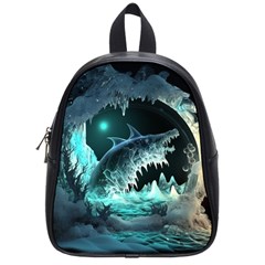 Sculpture Dinosaur Shark Frozen Winter Fantasy School Bag (small) by Ravend