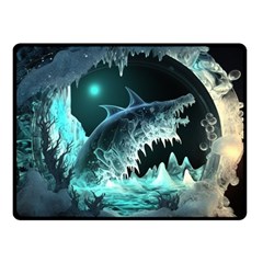 Sculpture Dinosaur Shark Frozen Winter Fantasy One Side Fleece Blanket (small) by Ravend