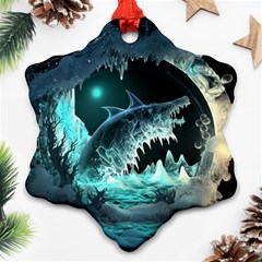 Sculpture Dinosaur Shark Frozen Winter Fantasy Snowflake Ornament (two Sides)