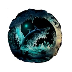 Sculpture Dinosaur Shark Frozen Winter Fantasy Standard 15  Premium Round Cushions by Ravend