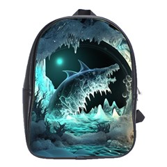 Sculpture Dinosaur Shark Frozen Winter Fantasy School Bag (xl) by Ravend