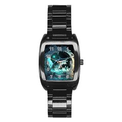 Sculpture Dinosaur Shark Frozen Winter Fantasy Stainless Steel Barrel Watch