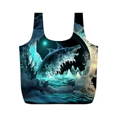 Sculpture Dinosaur Shark Frozen Winter Fantasy Full Print Recycle Bag (m) by Ravend