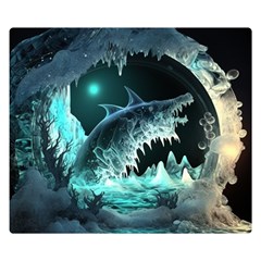 Sculpture Dinosaur Shark Frozen Winter Fantasy Premium Plush Fleece Blanket (small) by Ravend