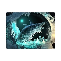 Sculpture Dinosaur Shark Frozen Winter Fantasy One Side Premium Plush Fleece Blanket (mini) by Ravend