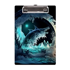 Sculpture Dinosaur Shark Frozen Winter Fantasy A5 Acrylic Clipboard by Ravend