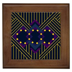 Line Square Pattern Violet Blue Yellow Design Framed Tile by Ravend