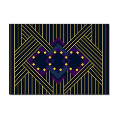 Line Square Pattern Violet Blue Yellow Design Sticker A4 (10 Pack) by Ravend