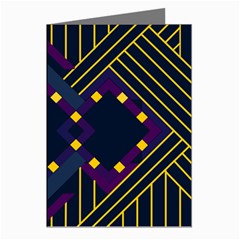 Line Square Pattern Violet Blue Yellow Design Greeting Cards (pkg Of 8) by Ravend