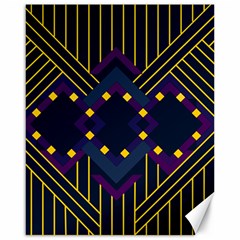 Line Square Pattern Violet Blue Yellow Design Canvas 16  X 20  by Ravend