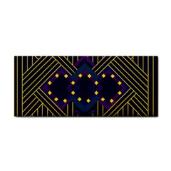 Line Square Pattern Violet Blue Yellow Design Hand Towel by Ravend