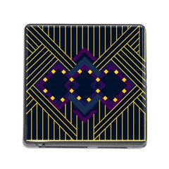 Line Square Pattern Violet Blue Yellow Design Memory Card Reader (square 5 Slot) by Ravend