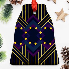 Line Square Pattern Violet Blue Yellow Design Ornament (bell) by Ravend