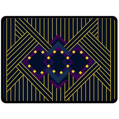 Line Square Pattern Violet Blue Yellow Design Fleece Blanket (large) by Ravend