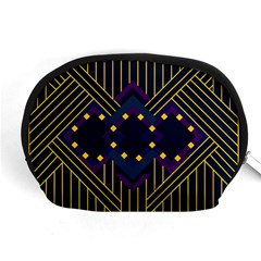 Line Square Pattern Violet Blue Yellow Design Accessory Pouch (medium) by Ravend