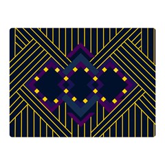 Line Square Pattern Violet Blue Yellow Design Premium Plush Fleece Blanket (mini) by Ravend