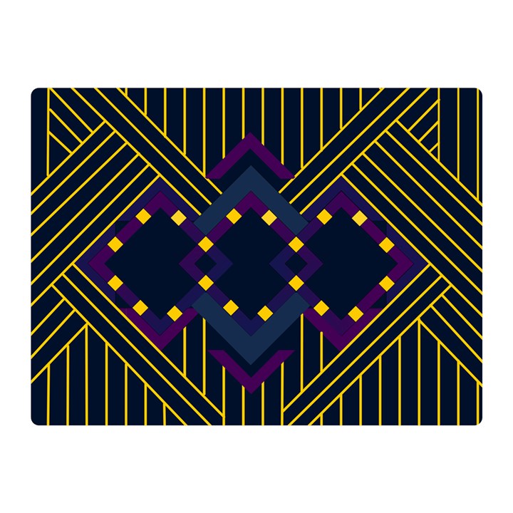 Line Square Pattern Violet Blue Yellow Design Premium Plush Fleece Blanket (Mini)