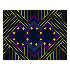 Line Square Pattern Violet Blue Yellow Design Premium Plush Fleece Blanket (large) by Ravend