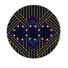 Line Square Pattern Violet Blue Yellow Design Mini Round Pill Box by Ravend