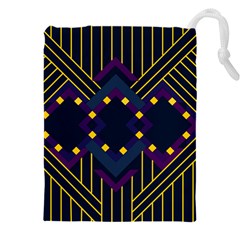 Line Square Pattern Violet Blue Yellow Design Drawstring Pouch (4xl) by Ravend