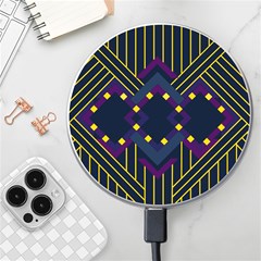 Line Square Pattern Violet Blue Yellow Design Wireless Fast Charger(white) by Ravend