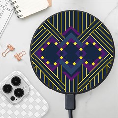 Line Square Pattern Violet Blue Yellow Design Wireless Fast Charger(black)