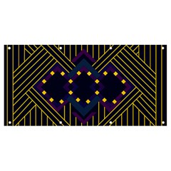 Line Square Pattern Violet Blue Yellow Design Banner And Sign 8  X 4  by Ravend