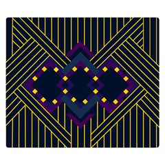 Line Square Pattern Violet Blue Yellow Design One Side Premium Plush Fleece Blanket (small)